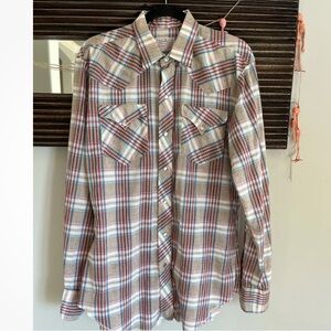 H Bar C Ranchwear Vintage Western Plaid Pearl Snap Shirt 16-36